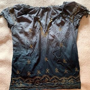 Chaudry gold embroidered ombré blouse